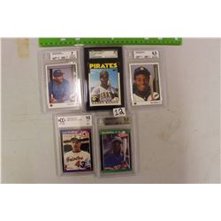 1986-89 Assorted Collectors Baseball Cards w/Holders (5)