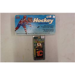 NHL Hockey Card Game & 1995 NHL Calgary Flames Collectible Cards w/Pin