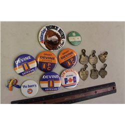 Lot of Political Related Pins & Dog Tags (6)(City of Moose Jaw 1960s)