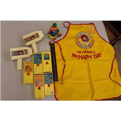 Fisher Price Movie Viewers (2)w/Movies (Pinoccho, Lonesome Ghosts, Dumbo), Wooden Duck on Wheels &19