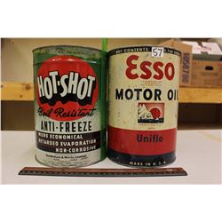 Tin Cans (2) “Hot-Shot” Anti-Freeze & “Esso” Motor Oil (All Emptied)