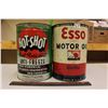 Image 1 : Tin Cans (2) “Hot-Shot” Anti-Freeze & “Esso” Motor Oil (All Emptied)