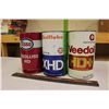Image 1 : Motor Oil Tin Cans (3)(Esso “Essolube”, Gulf “Gulflube”& Getty “Veedol”)(All Emptied)
