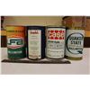 Image 3 : Motor Oil Tin Cans (4)(United Farmers of Alberta, Friqidal, Case& Quaker State)(All Emptied)