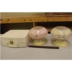 General Electric Hair Dryer & Two Vintage Lamps Shades