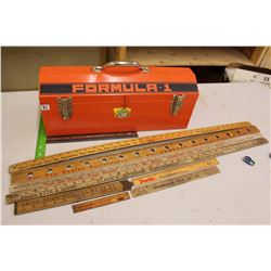 Formula-1 Orange Tool Box (20”x8”x7”) & Wooden Meter Sticks