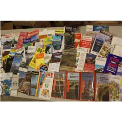 Huge Lot of Assorted Maps& Brochures (Mostly of Places In North America)w/Misc Paper Related