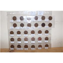 Page of Small Pennies- 1940 to 1971 (Various Years)