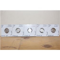 1913,1916,1917,1919,1920-All George V, All “Silver” Nickles