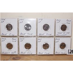 8 Proof Dimes: 1995-1997-1998-2001 (Year of The Volunteer), 2002 (Queen’s 50th)& 2003,2011,2013 Quar