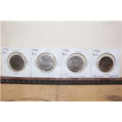 1976,1980,1982 (Constitution)& 1984 (Jacgues Cartier) Dollar Coins