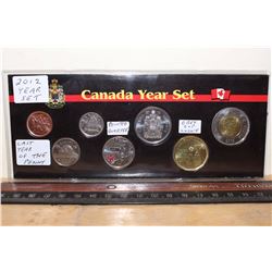 2012 Year Coin Set In Cardboard Holder (Last Year of The Penny) w/Painted Quarter&Grey Cup Loonie