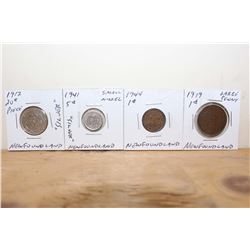 1912 20 Cent Piece “Silver”, 1941 Small Nickel “Silver”, 1944 Small Penny& 1919 Large Penny