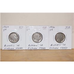 1927,1929,1930 All Buffalo/Indian Head Coins