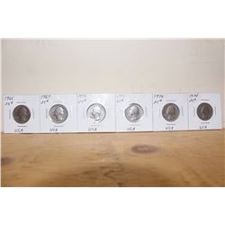 1965 ,1967,1970,1971,1972,1974 USA Quarters