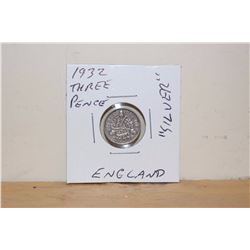 1932 Three Pence “Silver” England Coin