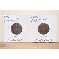 1918& 1925 Farthings England Coins