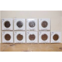 England ½ Pennies (9) 1861,1917,1935,1949,1958,1964,1965,1966,1967