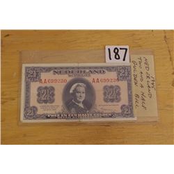 1945 Netherlands 2 ½ Gulden Bill