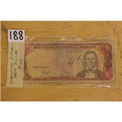 Dominican Republic $5.00 Bill