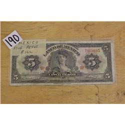 Mexico Five Pesos Bill