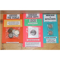 1909 Canadian Edward VII Large Cent, U.S. Buffalo 5 Cent Coins (2)& Package of 10 Different World Co