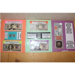 Two Oiler Dave Hunter Hockey Dollars, Famous Americans- Farrah Fawcett, John F. Kennedy, Elvis, John
