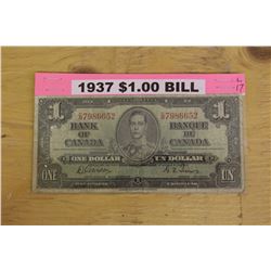 1937 Canadian $1.00 Banknote- George VI