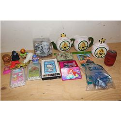 Lot of Misc. (4 Piece Espresso Cup&Saucer Set, Pineapple Tea Pot Set, Toys, Etc;)