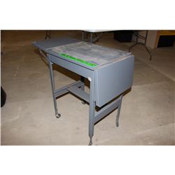 Folding Metal Table On Wheels (Unfolded 39”x28”)