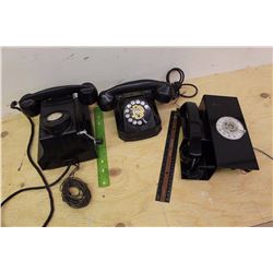 Three Black Vintage Mono-phones