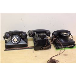 Three Black Vintage Mono-phones
