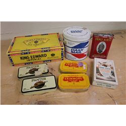 Lot of Tobacco Tins (6)(Daily Mail,Panter,Murray’s,Prince Albert) & Boxes (2)(King Edward, Rod&Gun)