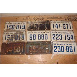 Lot of Saskatchewan License Plates (9)(Dated 1960&1961)