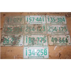 Lot of Saskatchewan License Plates (10)(All Dated 1968)