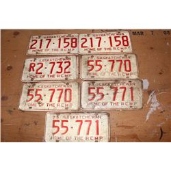 Lot of Saskatchewan License Plates (7)(All Dated 1973)