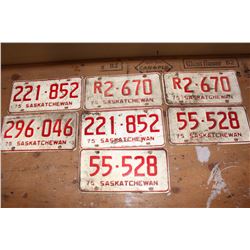 Lot of Saskatchewan License Plates (7)(All Dated 1975)
