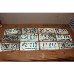 Lot of Saskatchewan License Plates (12)(All Dated 1976)