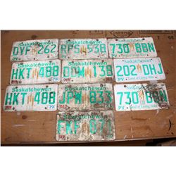 Lot of Saskatchewan License Plates (10)(Dated 1979,1980,1983,1984,2004,Others Unknown)