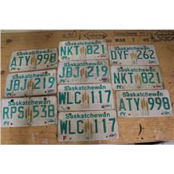 Lot of Saskatchewan License Plates (10)(Dated 1991,1996,1998,1999)