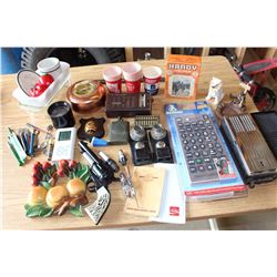 Lot of Misc. (Metal Pellet Gun, Coco-Cola Paper Cups&Note Book, Curling Ashtray, Transistor, Etc;)