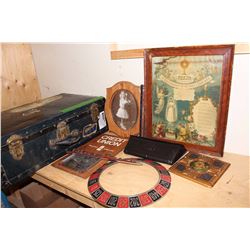 Lot of Misc. (Metal Chest (27”x16”x9”), Picture Frames, Mail Box, Etc;)