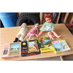 Lot of Jig Saw Puzzles (4) & Old Dolls (4)
