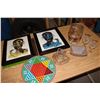 Image 1 : Lot of Misc. (Assorted Glassware, Framed Prints, Chinese Checkers)