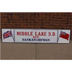 Middle Lake S.D Saskatchewan Metal Sign (78”x16”) (Made In Regina)