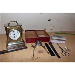 Antique Clock, Case & Clipper Set