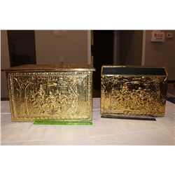 Brass Colored Chest(18”x12”x12) & Magazine Stand(14.5”x11”)