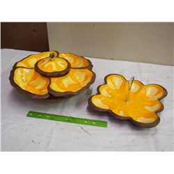 Retro Pottery, Lazy Susan And Serving Platters