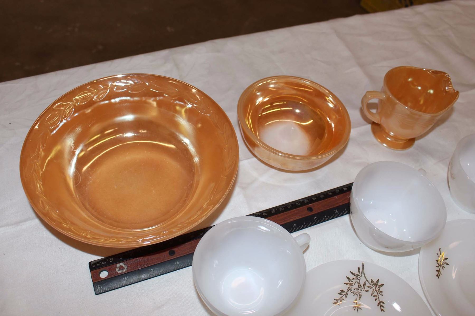 Gold Fire King Glassware (Bowls, Cups & Saucers)