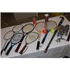 Image 1 : Lot of Sports Equipment (Rackets, Vintage Roller Skates, Shuttlecocks, Etc;)